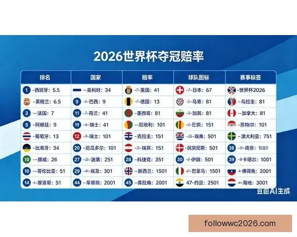 世界杯竞猜赔率分析与预测：揭示最具潜力球队与赛事走势